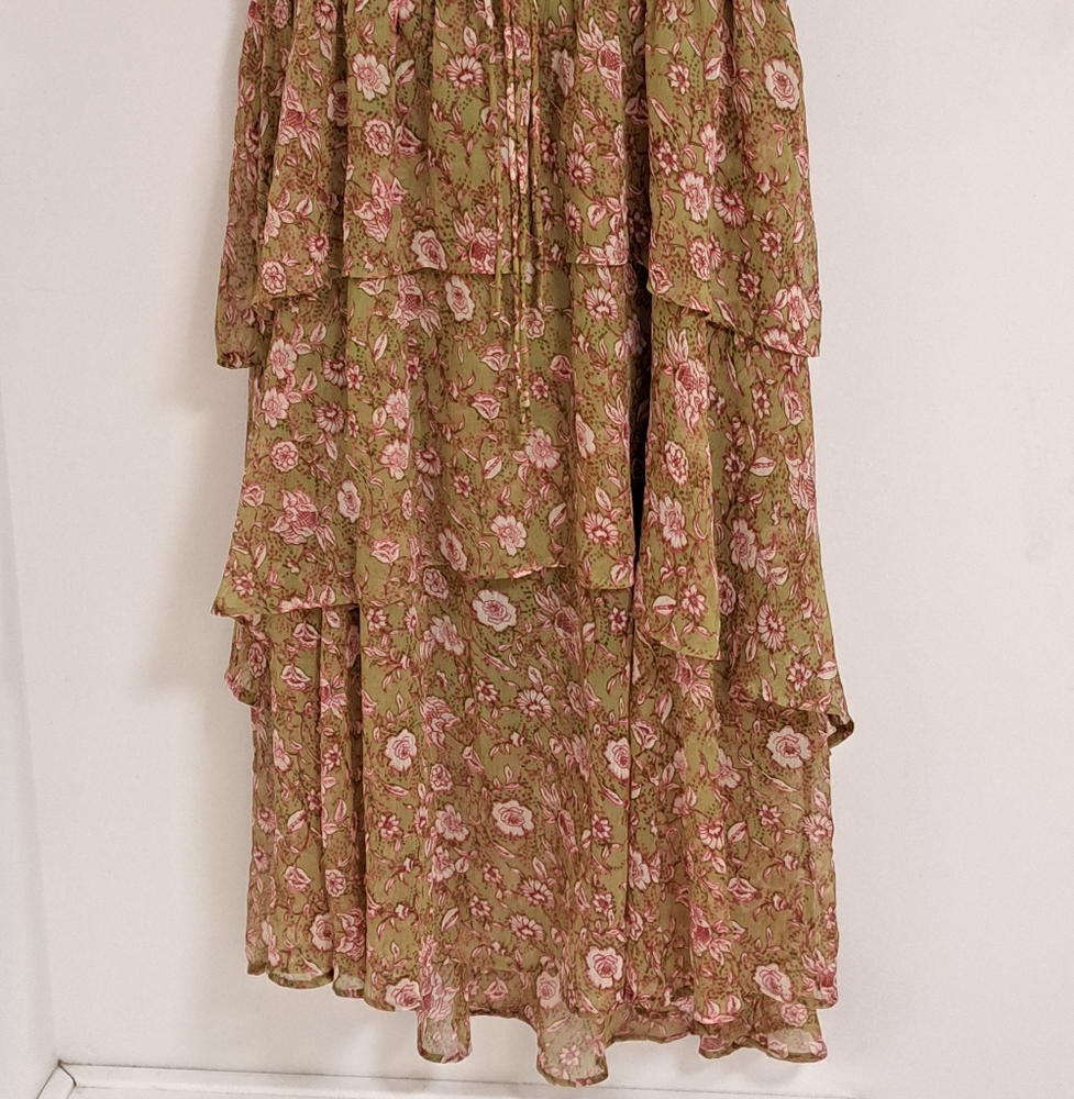 Jessica Simpson Yellow Gold Asymmetrical Ruffled Sundress Open Back Misses XL - Picture 5 of 14